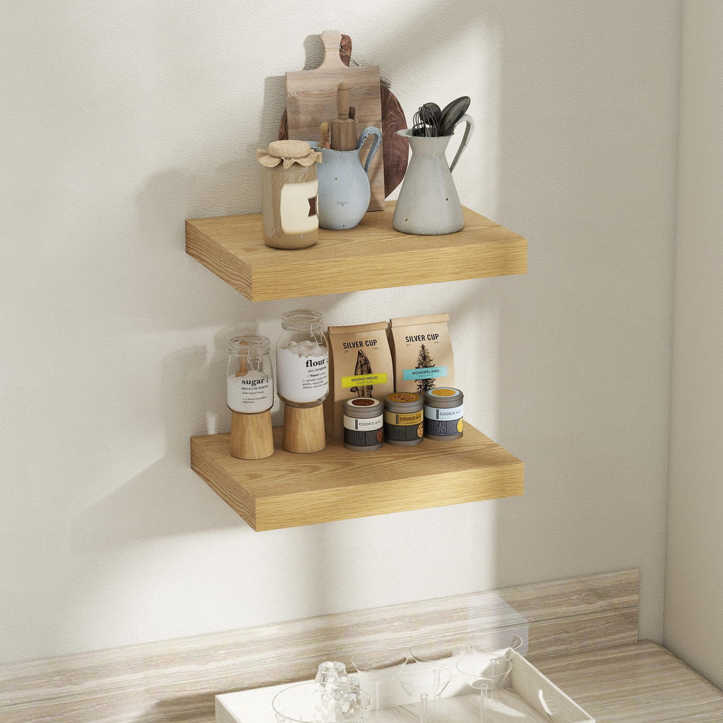 Floating Shelves for Wall, 12 x 16 Floating Shelf for Books, Rustic Wood Deep Storage Wall Shelf with Invisible