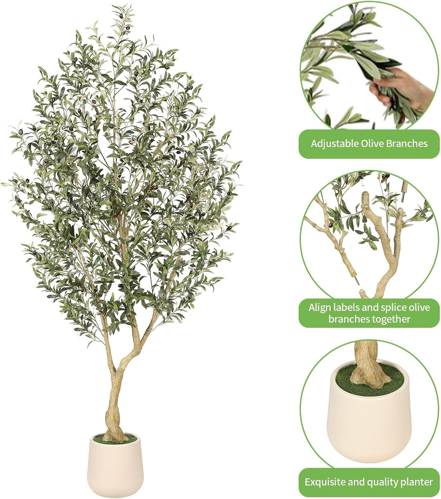 7ft Artificial Olive Tree with Tall Exquisite Planter