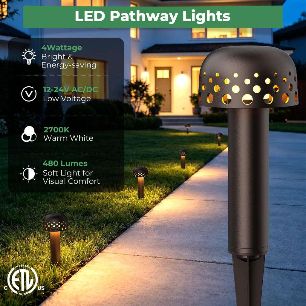 Low Voltage Landscape Lighting, 12V LED Path Lights 6 Pack