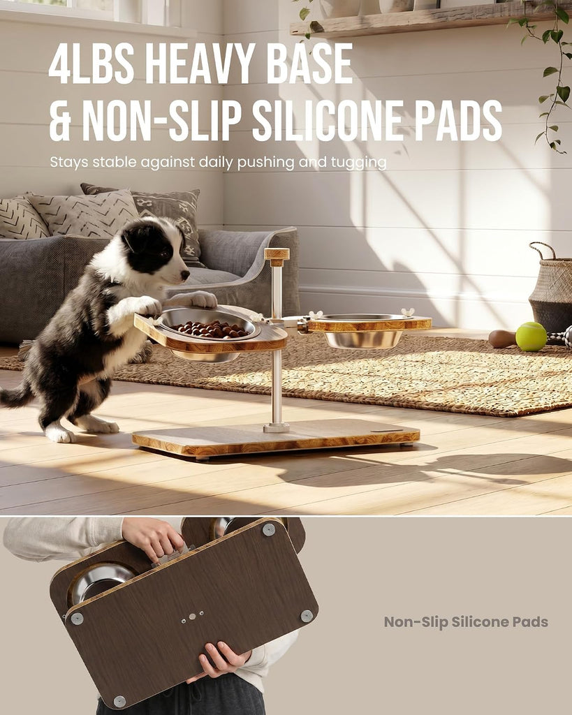 Elevated Dog Bowls, Adjustable Height & Tilt Bowl Stand