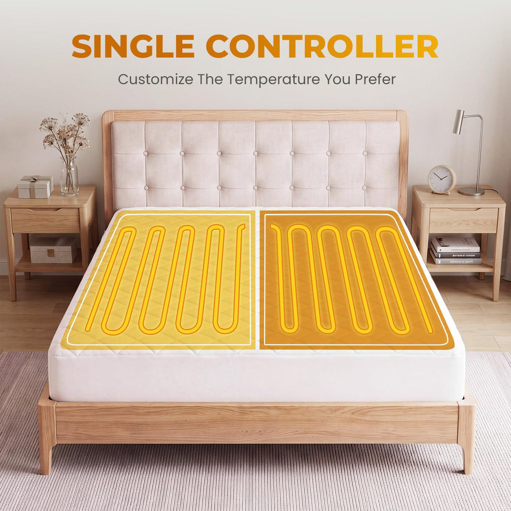 Heated Mattress Pad King Size, Electric Bed Warmer with Preheat