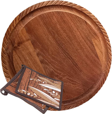 Wood Trivet for Hot Pots and Pans - 10x10 Reversible Acacia Cutting Board & Serving Tray - Rustic Wooden Trivet