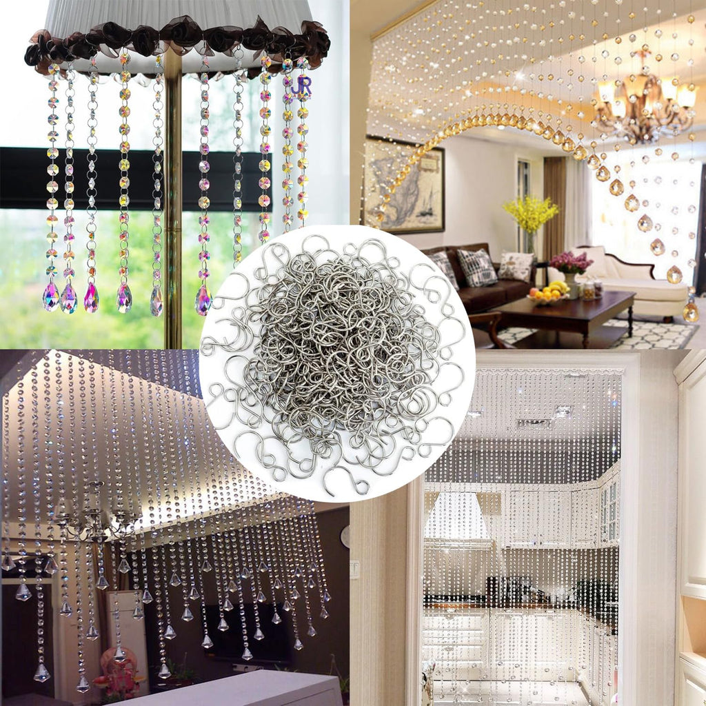 200 Pack Chandelier Crystal Prism Hooks Replacement S-Shaped Crystal Beads Hook for Crystals Chandelier Pendant