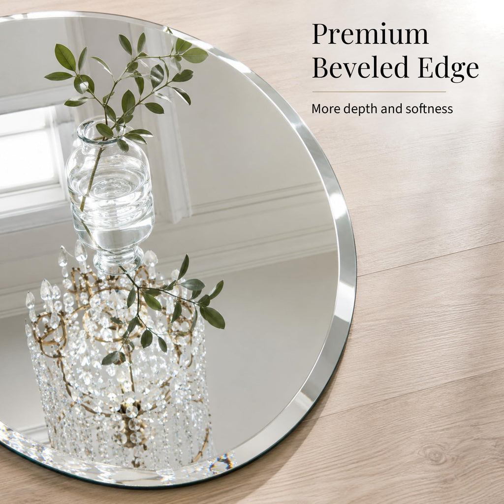20x28 Inch Oval Frameless Beveled Wall Mirror Vanity