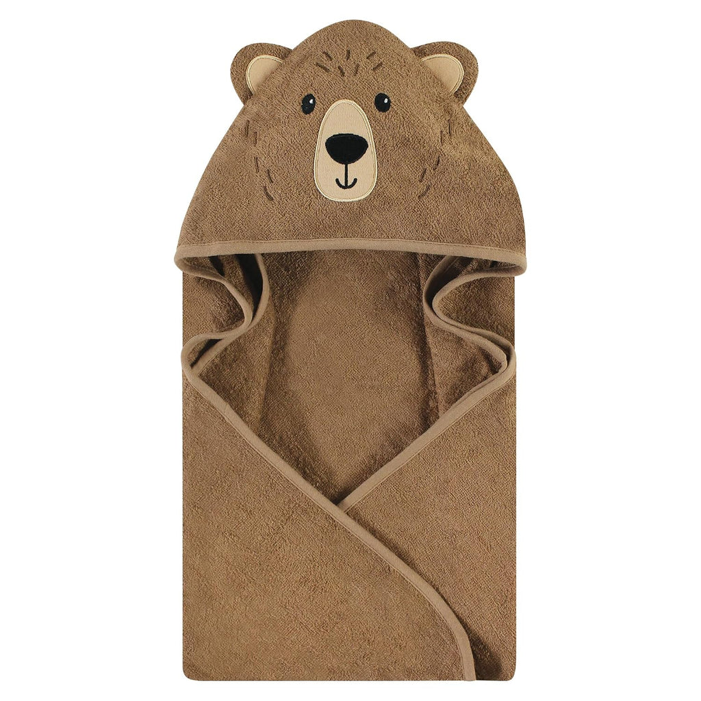 Unisex Baby Cotton Poly Animal Face Hooded Towel, Brown Bear Pack, One Size