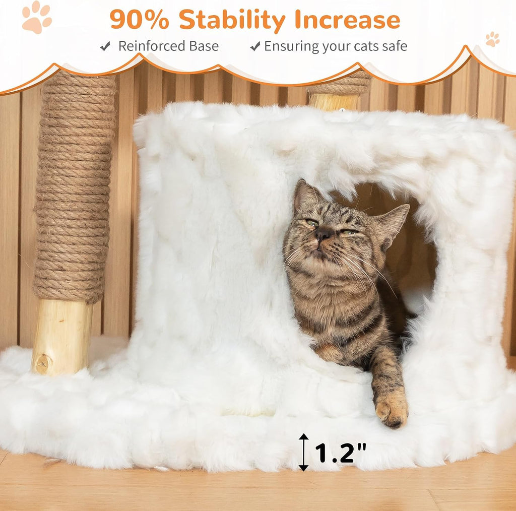 Modern Cat Tree Tower, Cloud Cat Tree, Solid Wood Scratching Post