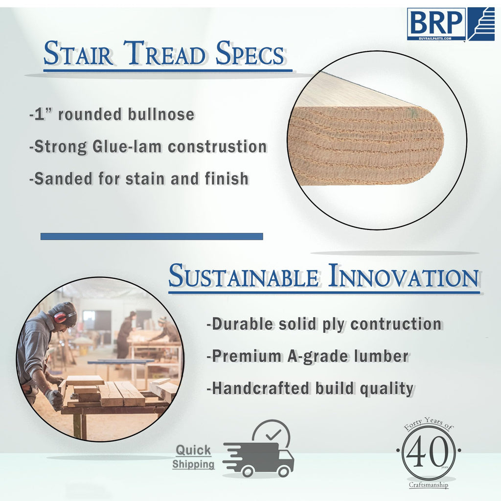 Stair Tread in Red Oak 11.5" Stair Tread Solid 48"