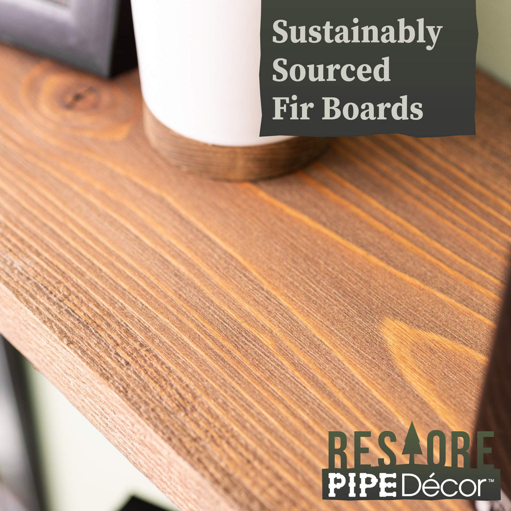 Industrial Pipe Wooden Shelves Restore by Premium Douglas Fir Wood Shelving 36 Inch Length Set of 2 Boards and 6 L