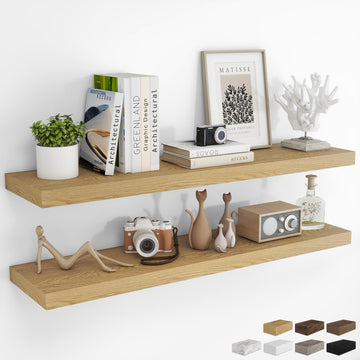 Long Floating Shelves for Wall 2Pack, Oak, 48" Lx8 D