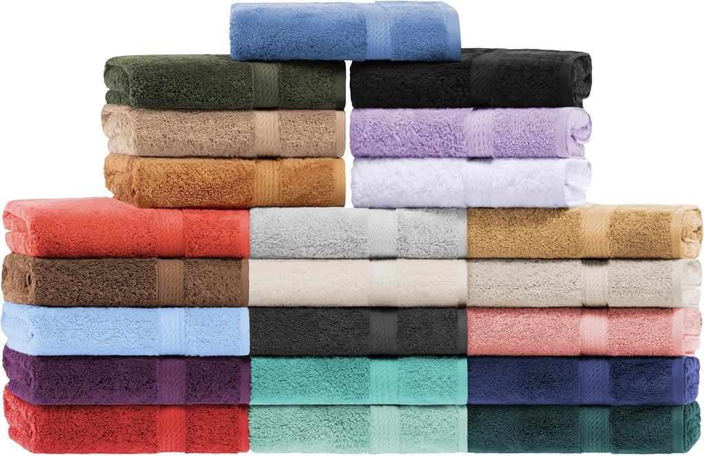 BNM Madeline Egyptian Cotton Heavyweight Towels, Ideal for Shower, Spa, Hotel, 800 GSM, Face/Washcloths, Hand Towels