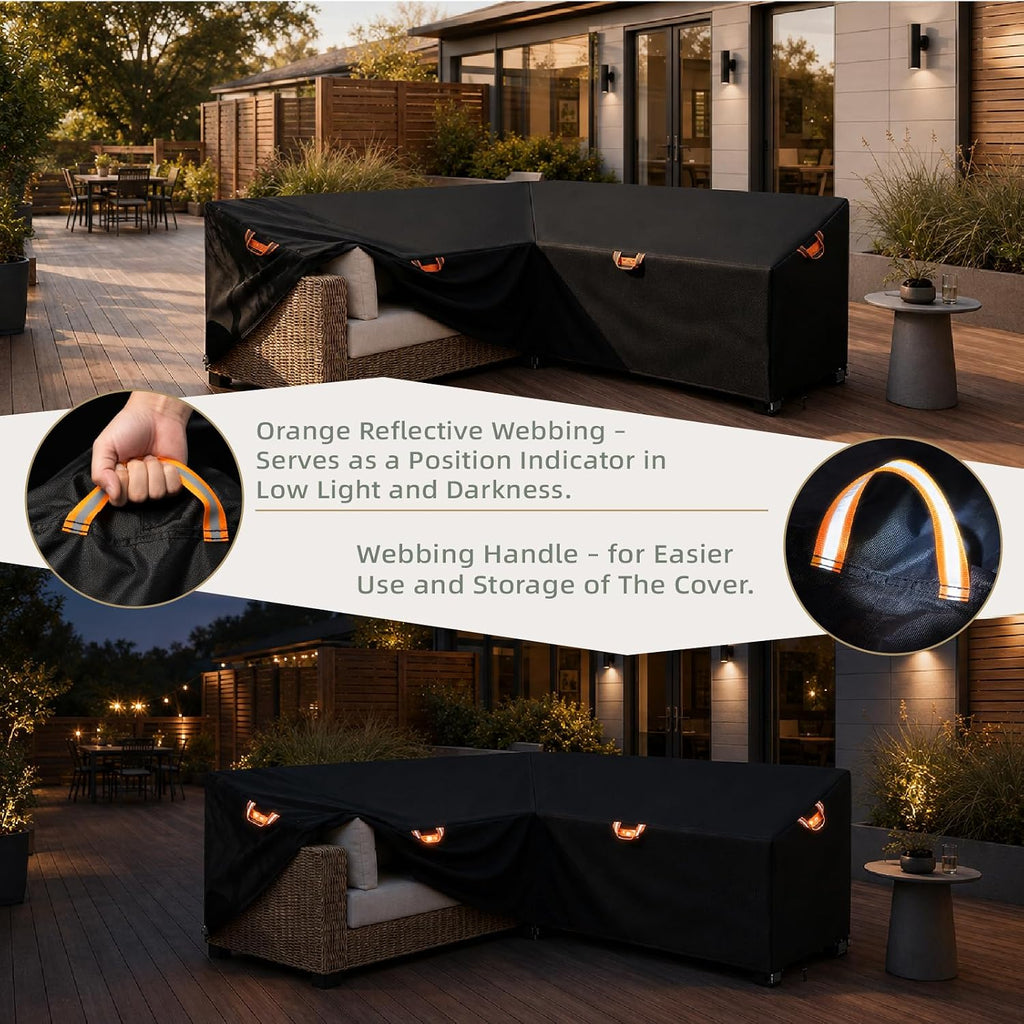 Outdoor Patio Sectional Sofa Cover Waterproof 600D,85"x 85" V-Shaped | Patio Furniture Covers Waterproof&Heavy Duty