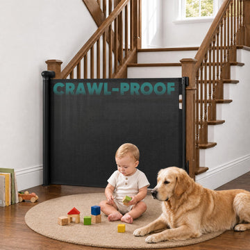Retractable Baby Gates for Stairs, 34" Tall Expands to 55" Wide