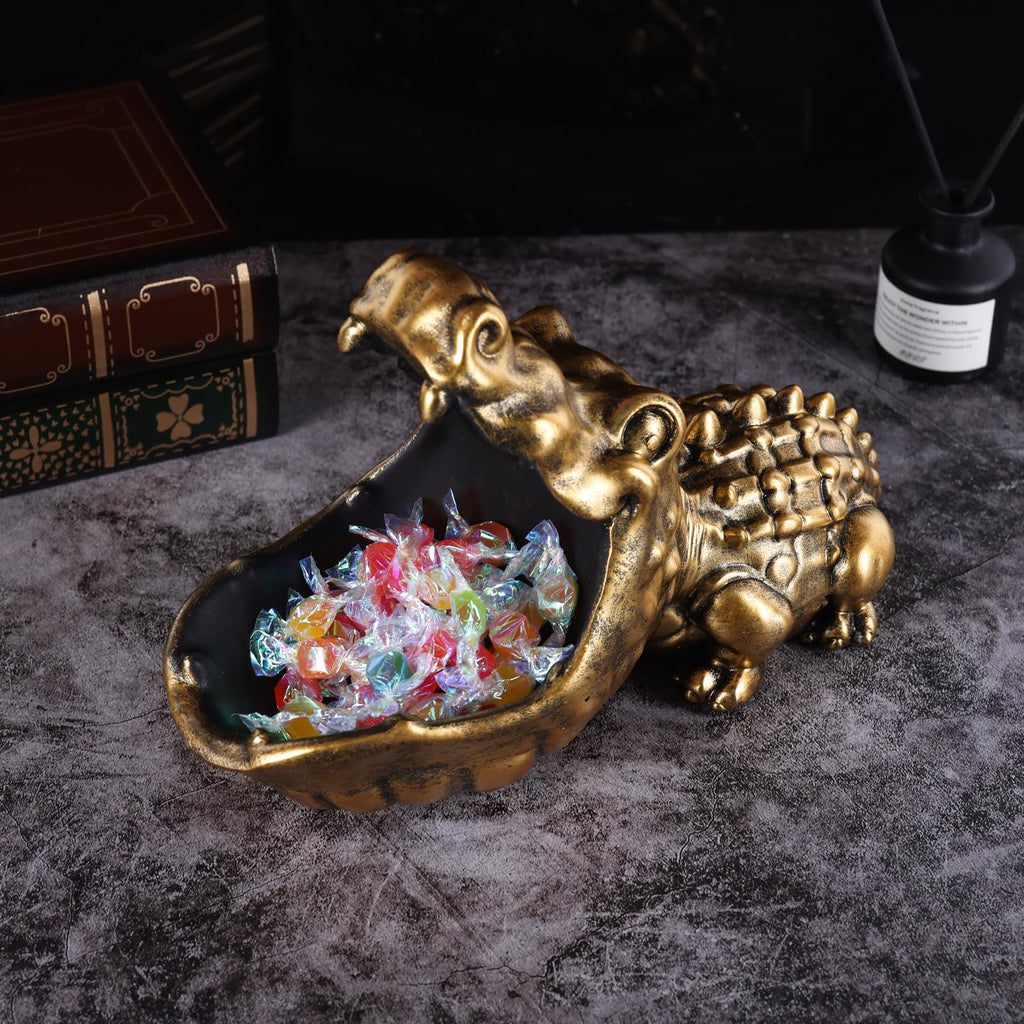 Alligator Statue Key Bowl, Fun Animal Statue Candy Dish Decorative Bowl, Office Candy Dish, Big Mouth Sculpture Home