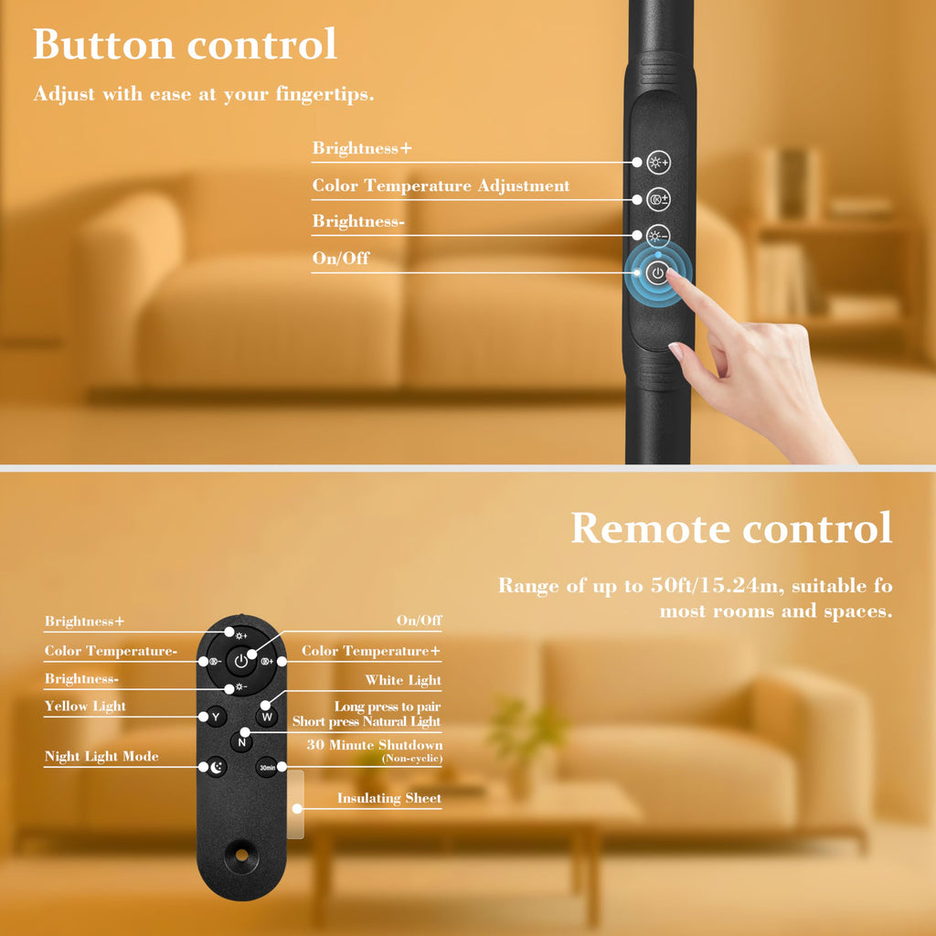 Floor Light for Indoor, 240 LEDs Eye Protection Lamp, Adjustable Height, Remote & Touch Control, Dimmable, Flexible