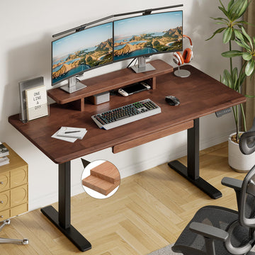 Standing Desk with Drawer, 47x23.6 Inches Solid Wood Stand Up Desk