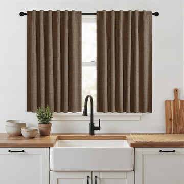 100% Blackout Polyester Textured Curtains (Set of 2 Panels) 90 Inch Long