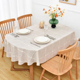 Farmhouse Embroidered Plaid Tablecloth Lattice Heavy Weight Fabric Table Cloth Oval Rustic Brown Che