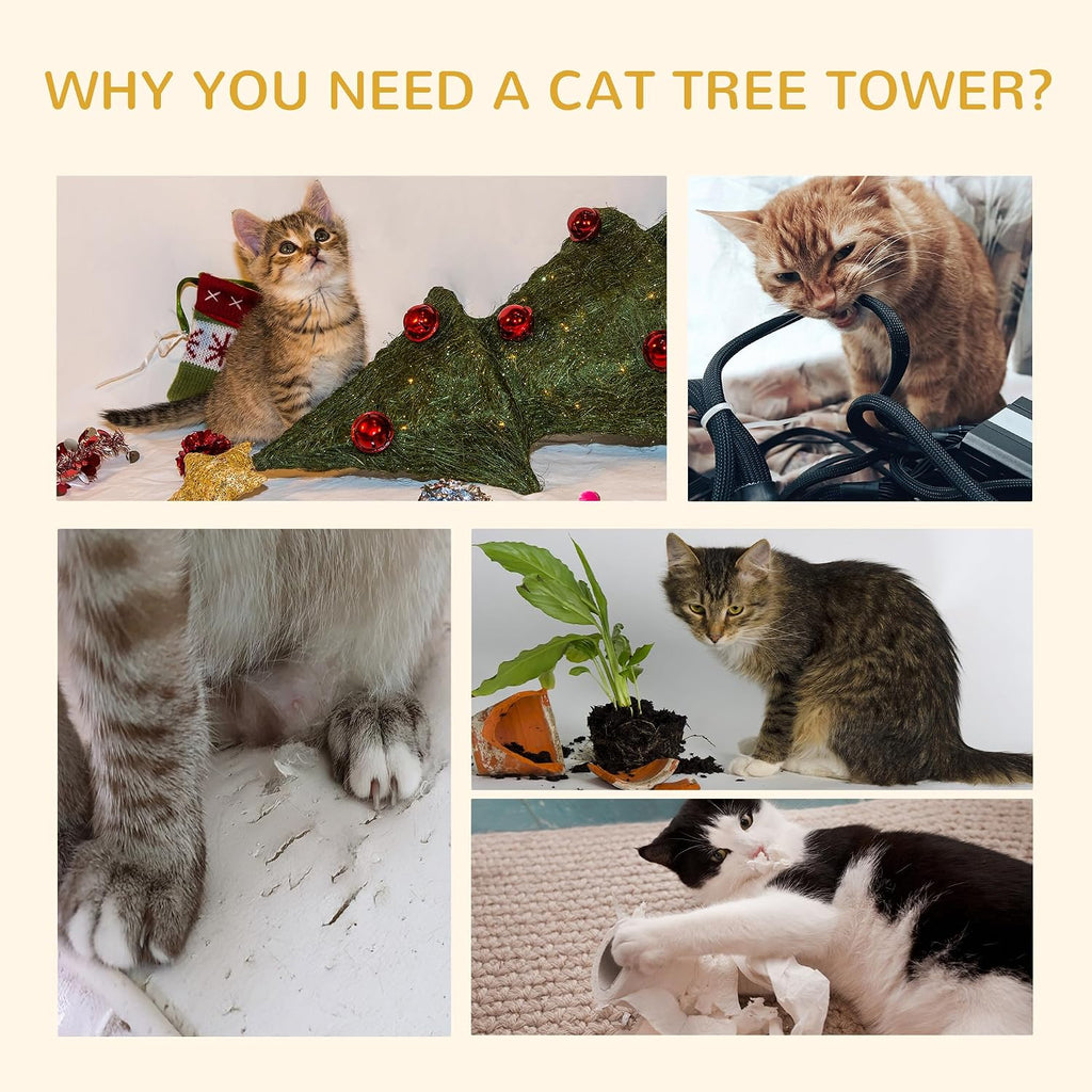 Floor to Ceiling Cat Tree, 94.5-102.5 inch Adjustable Height Cat Climbing Tower with Scratching Posts, Condos