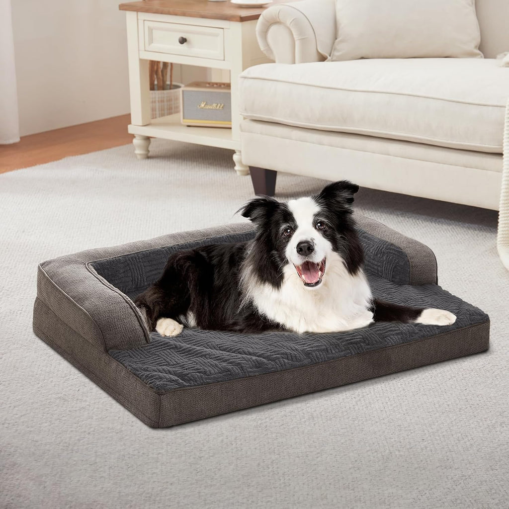 Orthopedic Dog Beds for Large Dogs, Waterproof Memory Foam Large Pet Bed with Sides, Non-Slip Bottom and Egg-Crate