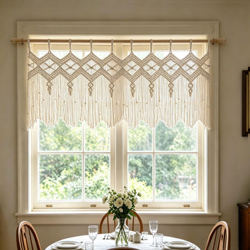 Macrame Curtains Boho Window Valance Macrame Valance Handmade Woven