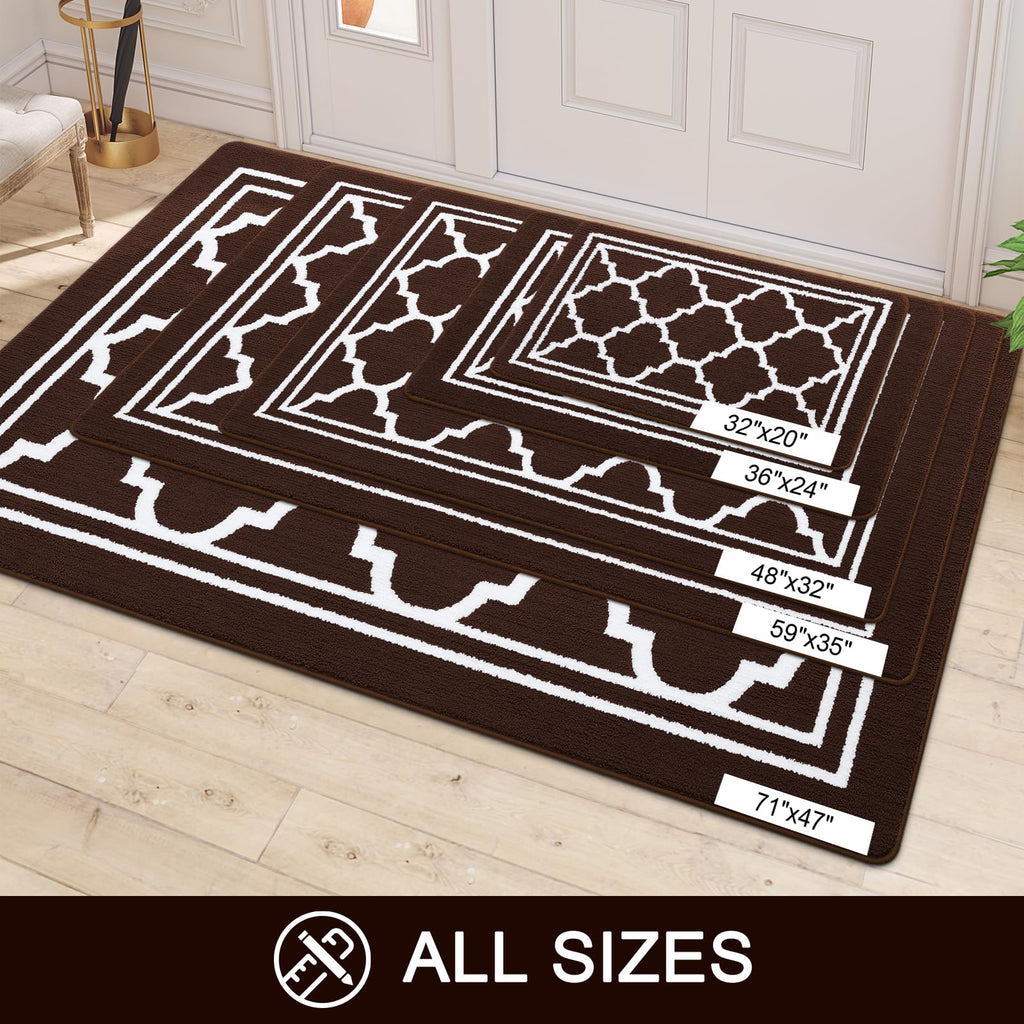 Indoor Door Mat, Dirt Resistant Doormat, 48x32, Dark Brown