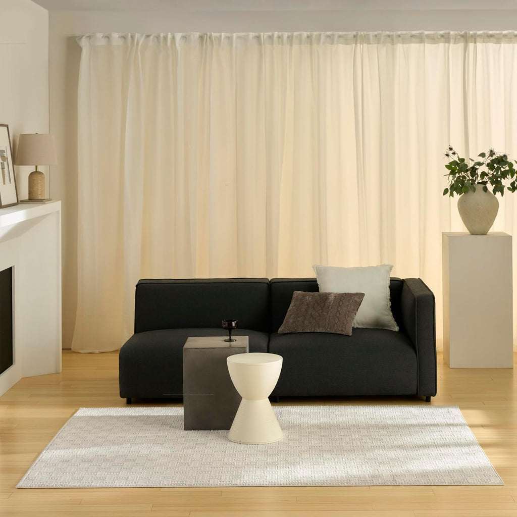 Home Nordic Ivory Grey Area Rug - Easy Clean, Non Shedding, Bed Room, Living Room, Dining Room, Kitchen (5' x