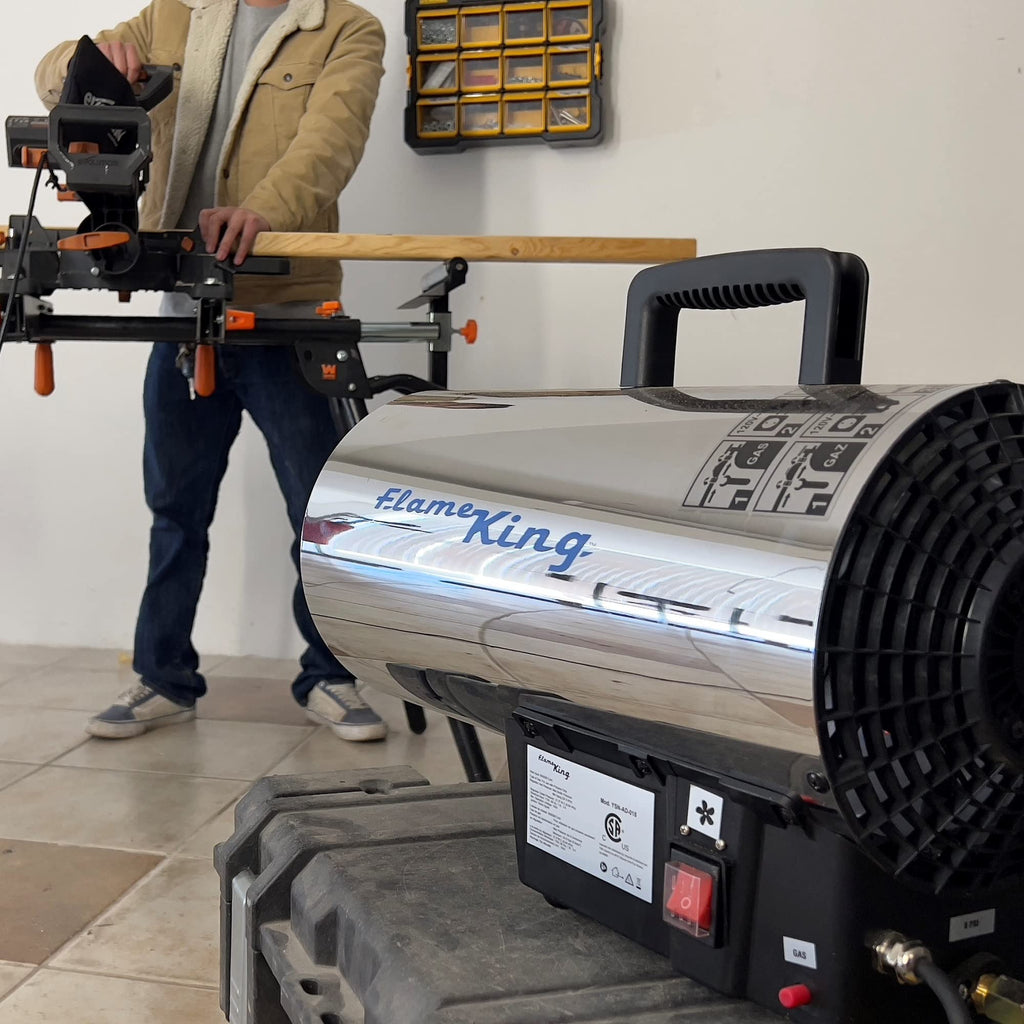 60,000 BTU Portable Propane Forced Air Heater Outdoor Great for Jobsite, Construction, Garage, Patio, Stainless Steel