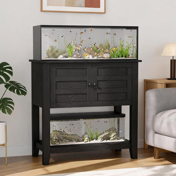 Heavy Duty 20-29 Gallon Aquarium Stand with Charging Station, Magnetic Doors