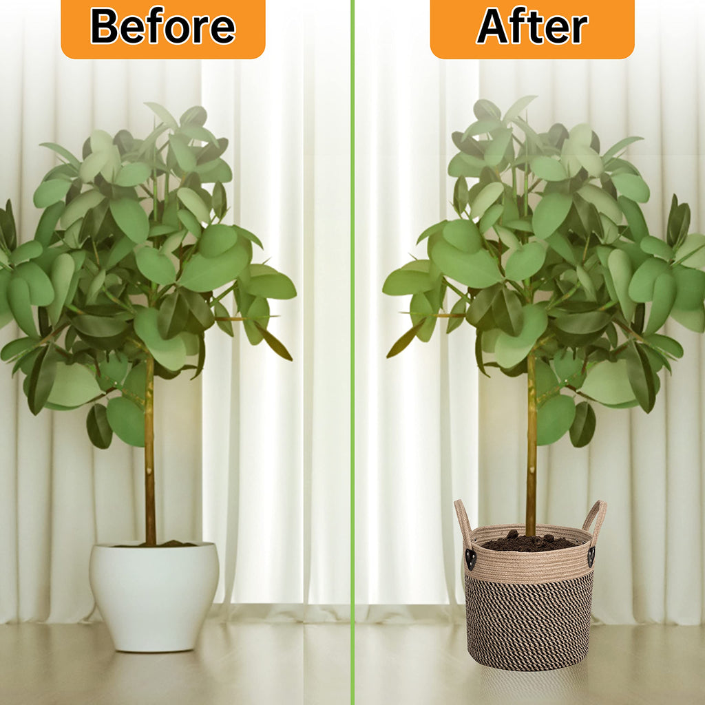 Plant Basket for Indoor Plants with Handles, Jute Rope 10"x10"