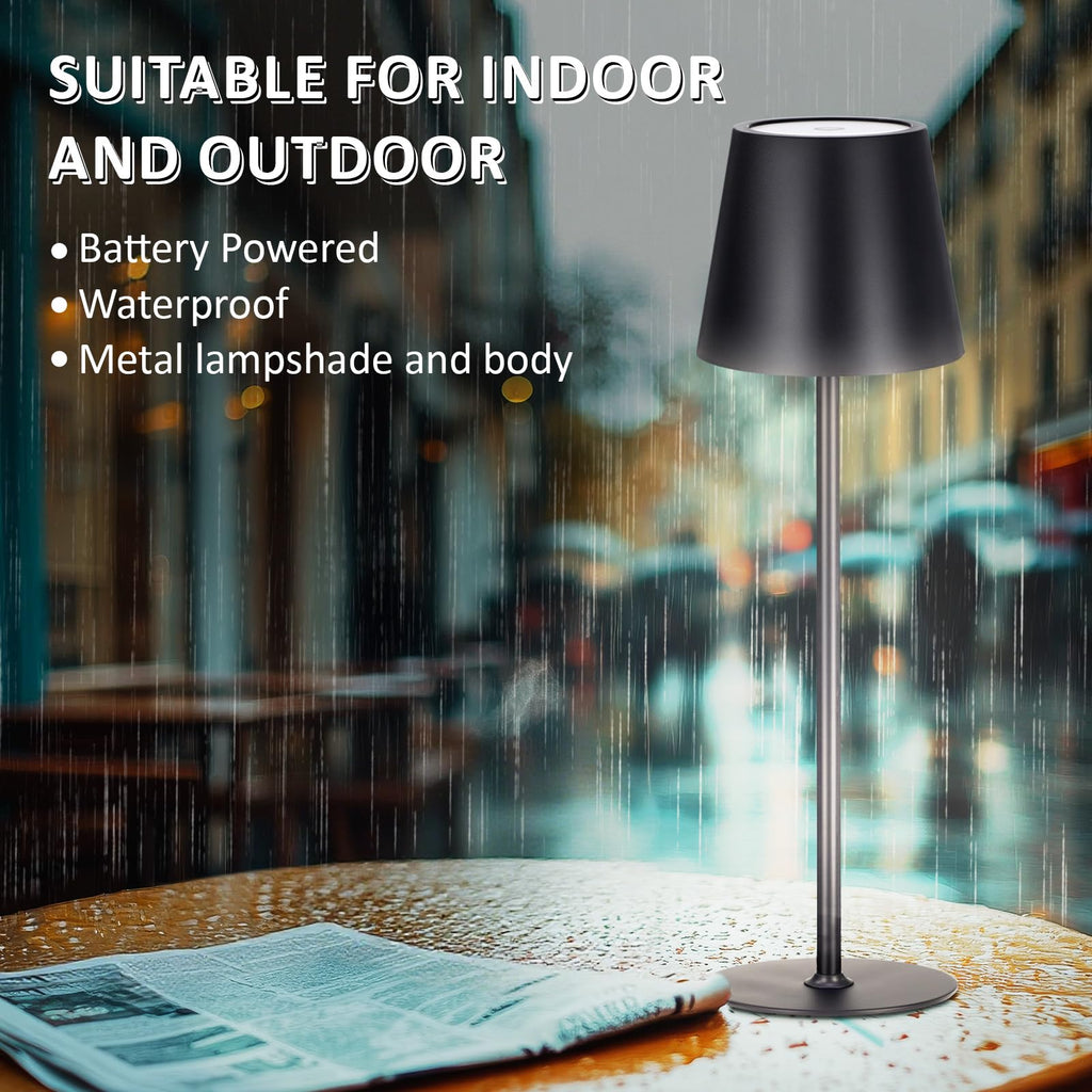 12 Pack Cordless Table Lamp Portable Rechargeable Lamp, Black