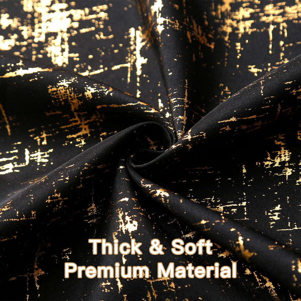 Gold Foil Print Linen Textured Curtains Geometric Dots Pattern Design Curtains Living Room Thermal Insulated Window