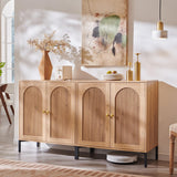 Modern Buffet Cabinet with Storage, 61.75" W Fluted Arched Sideboard Cabinet w/Adjustable Shelves