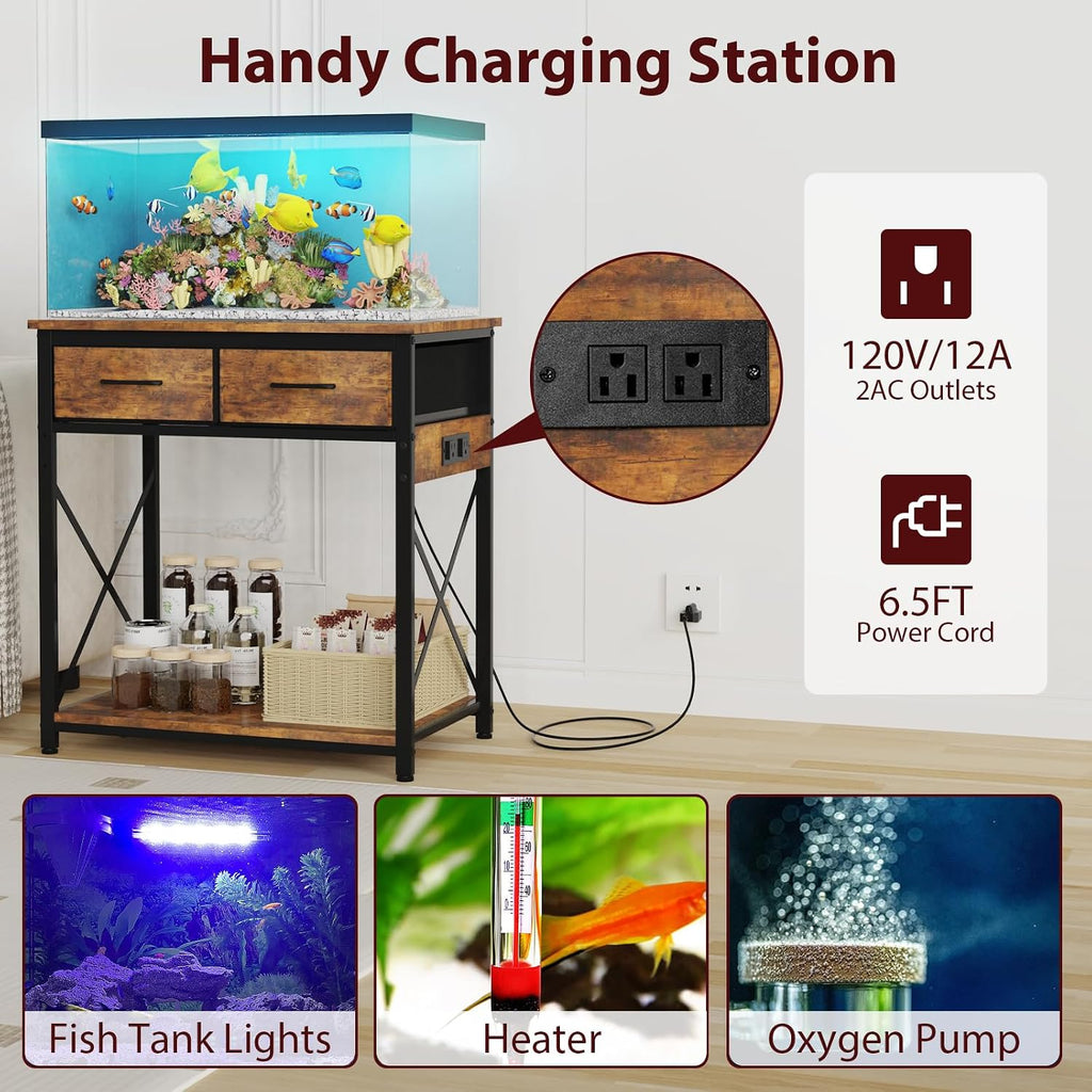 20-29-37 Gallon Fish Tank Stand, Brown