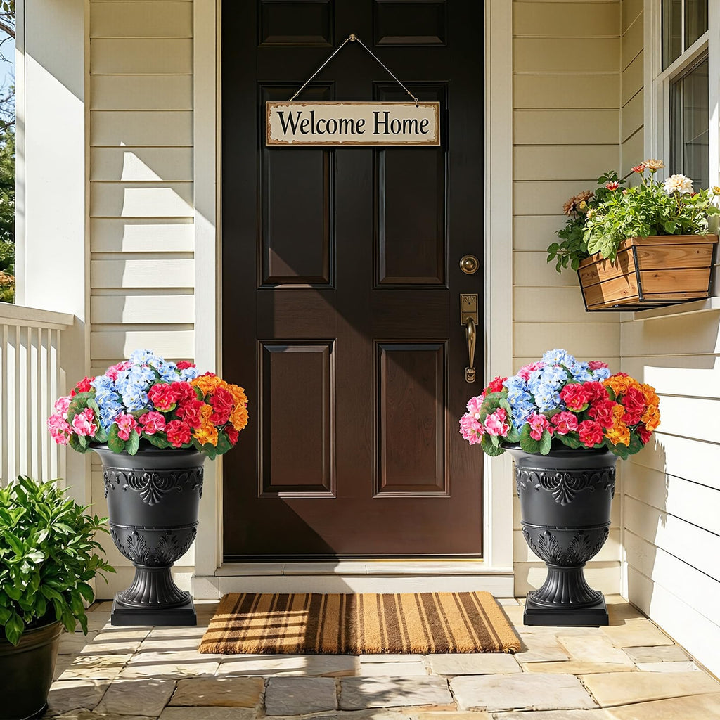 15"x13" Classic Traditional Plastic Urn Planter Set of 2