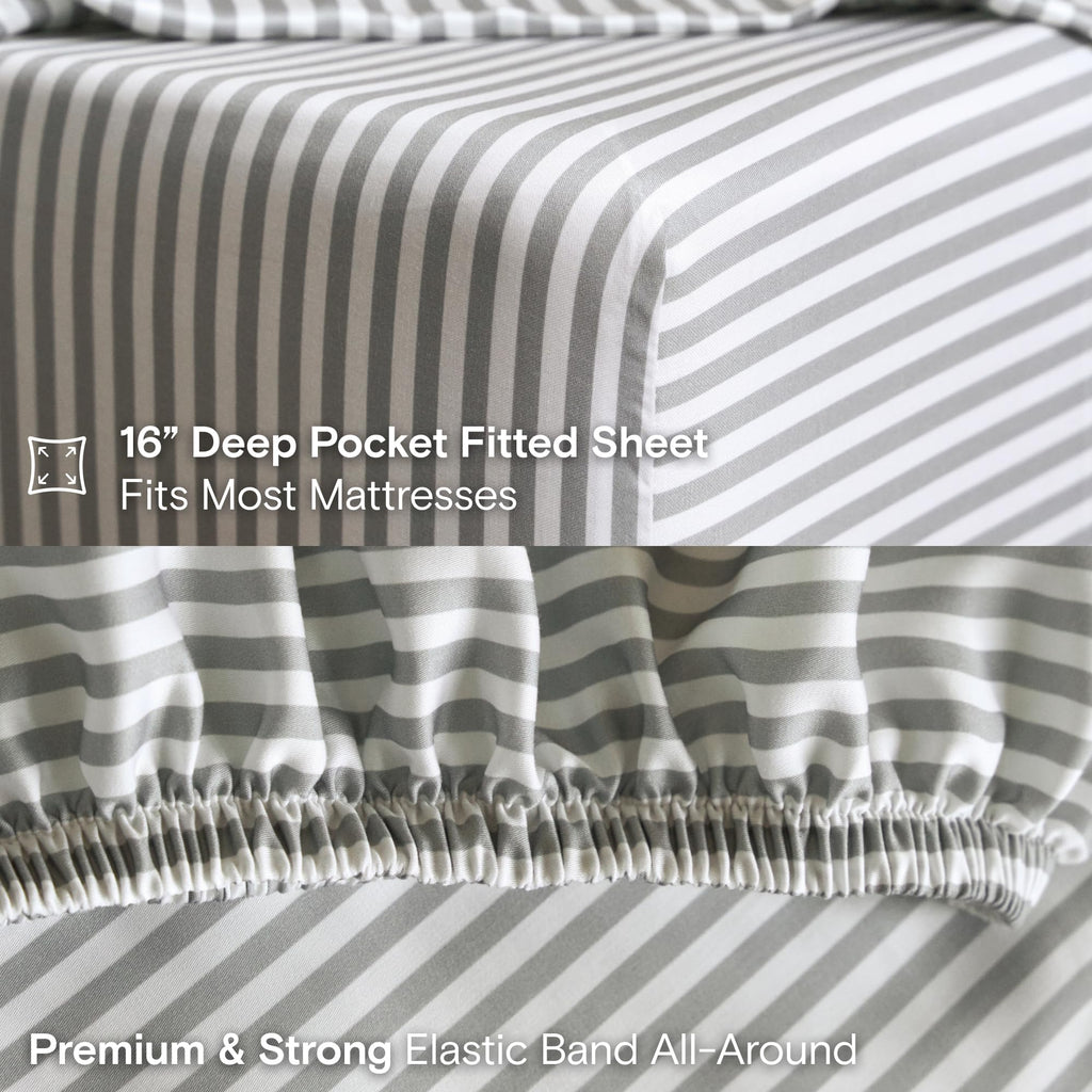 DOZ Sheet Set, 100% Viscose derived from Bamboo, Organically Grown, Buttery Soft, Cooling Sheets, High GSM, Deep