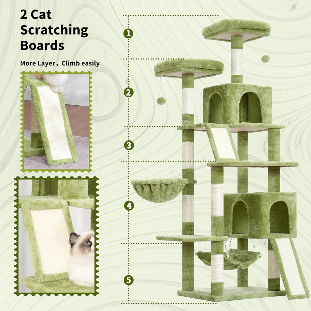 Cat Tree, 71'' Tower for Large Cat with Scratching Post
