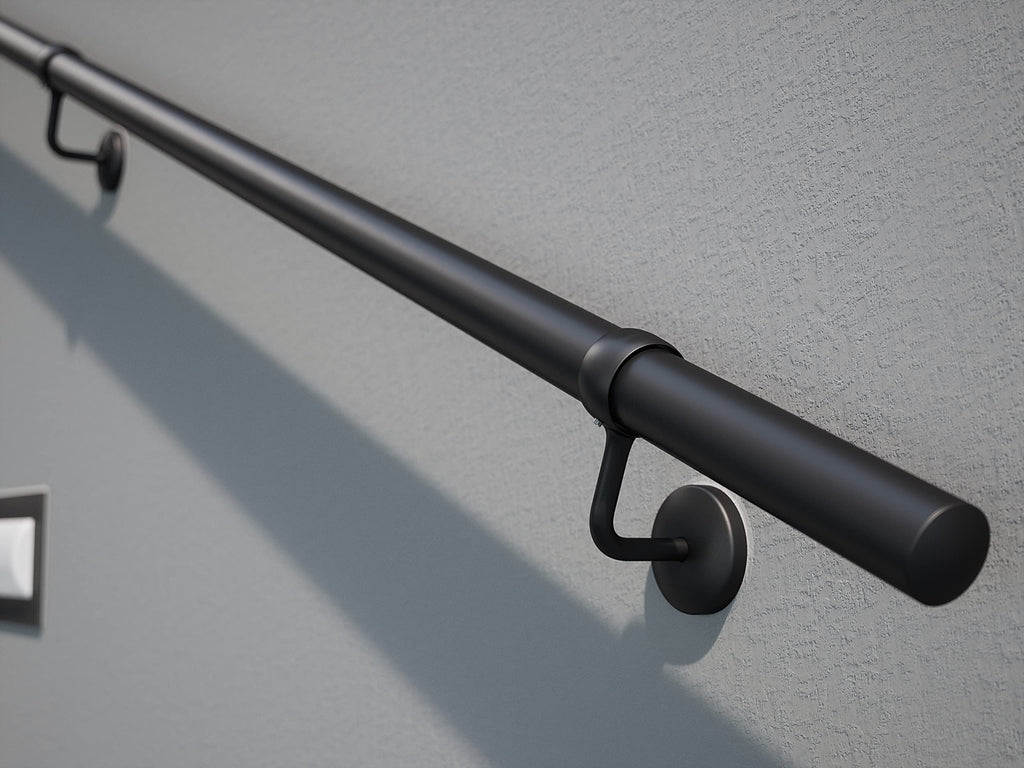 9.8 FT ADA Industrial Handrails for Indoor Stairs: Metal Staircase Handrails Wall Mount Stair Handrail 1.6" Sturdy