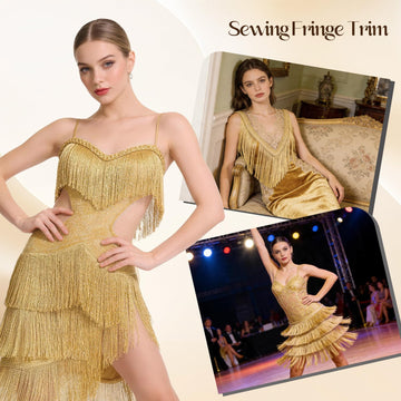 6 Inch Chainette Fringe Trim, Tassel Sewing Trim (Golden-1, 5Yard) - 5 Yard