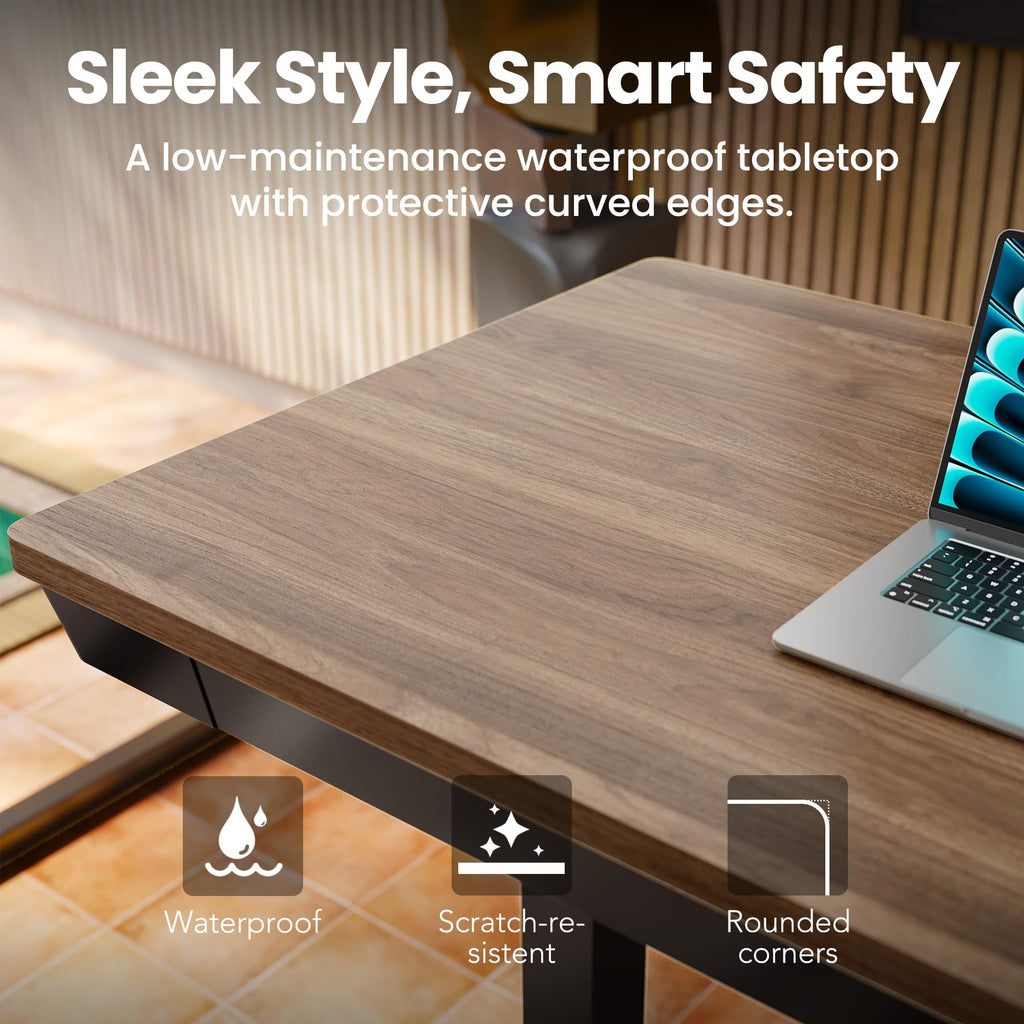Electric Standing Desk with Drawers, 48 X 24 Inch Electric Adjustable Height Desk, Quick Install One-Piece Tabletop
