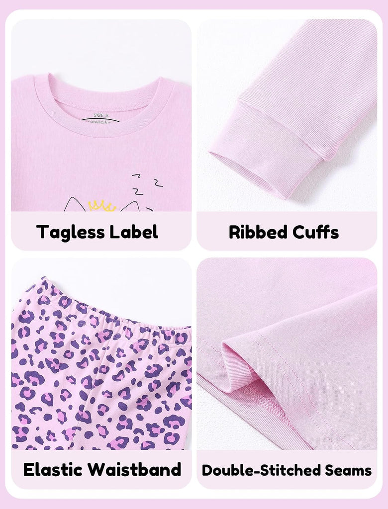 Girls Pajamas 2 Piece Snug Long Sleeve Pjs Sets