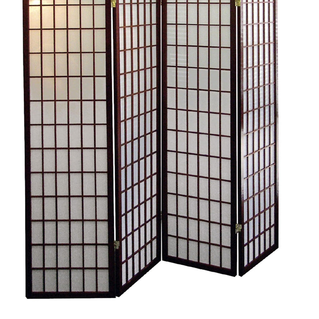 70" Tall 4-Panel Folding Room Divider, Japanese Style Privacy Screen