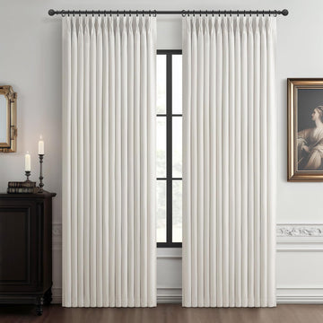 Pleat Viral Linen 90 Inch Blackout Curtains, Pinch Pleated Soundproof Privacy Farmhouse Window Drapes Decor with