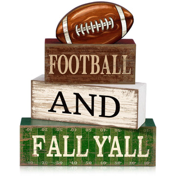 4 Pcs Fall Football Table Decorations Sport Block Sign