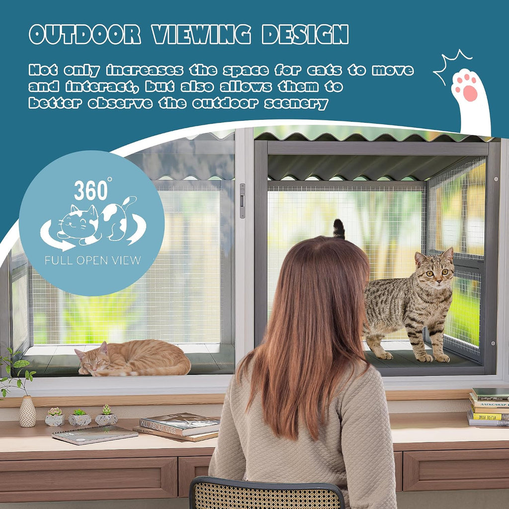 Catio Cat Window Perch Outdoor, Cat Window Enclosure for Indoor Cats