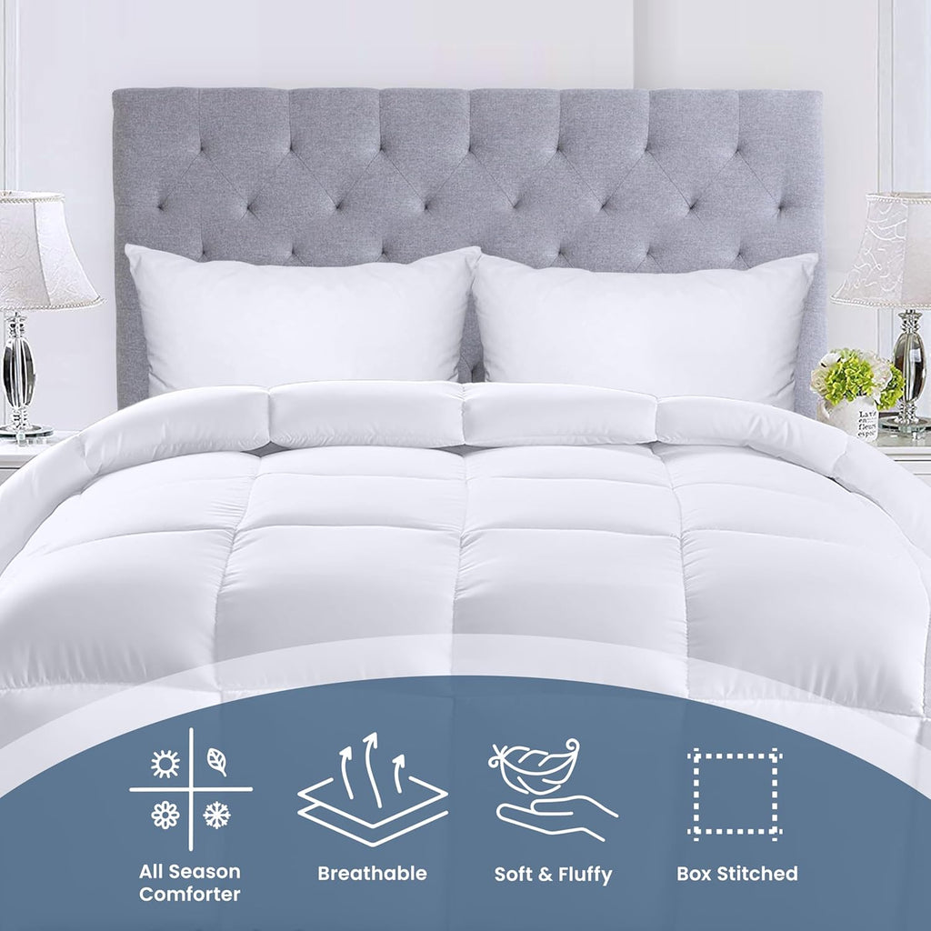 Comforters Twin, All Season Duvet Insert, Down Alternative Box Stitched Bed Comforter with Corner Tabs