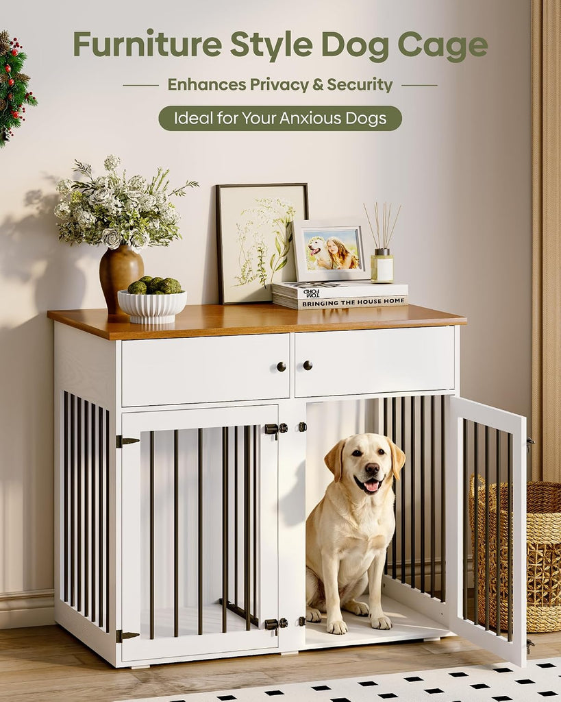 Dog Crate Furniture, Heavy Duty Dog Cage with Removable Divider