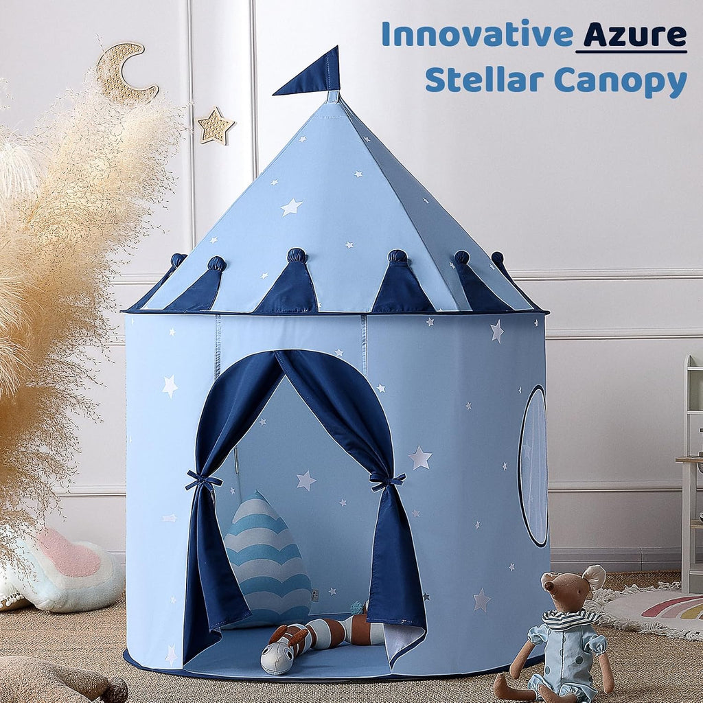 Blue Star Kids Tent:Pop up Kids Play Tent Made by Peachskin Fabric - Toddler House for Indoor & Outdoor - Great