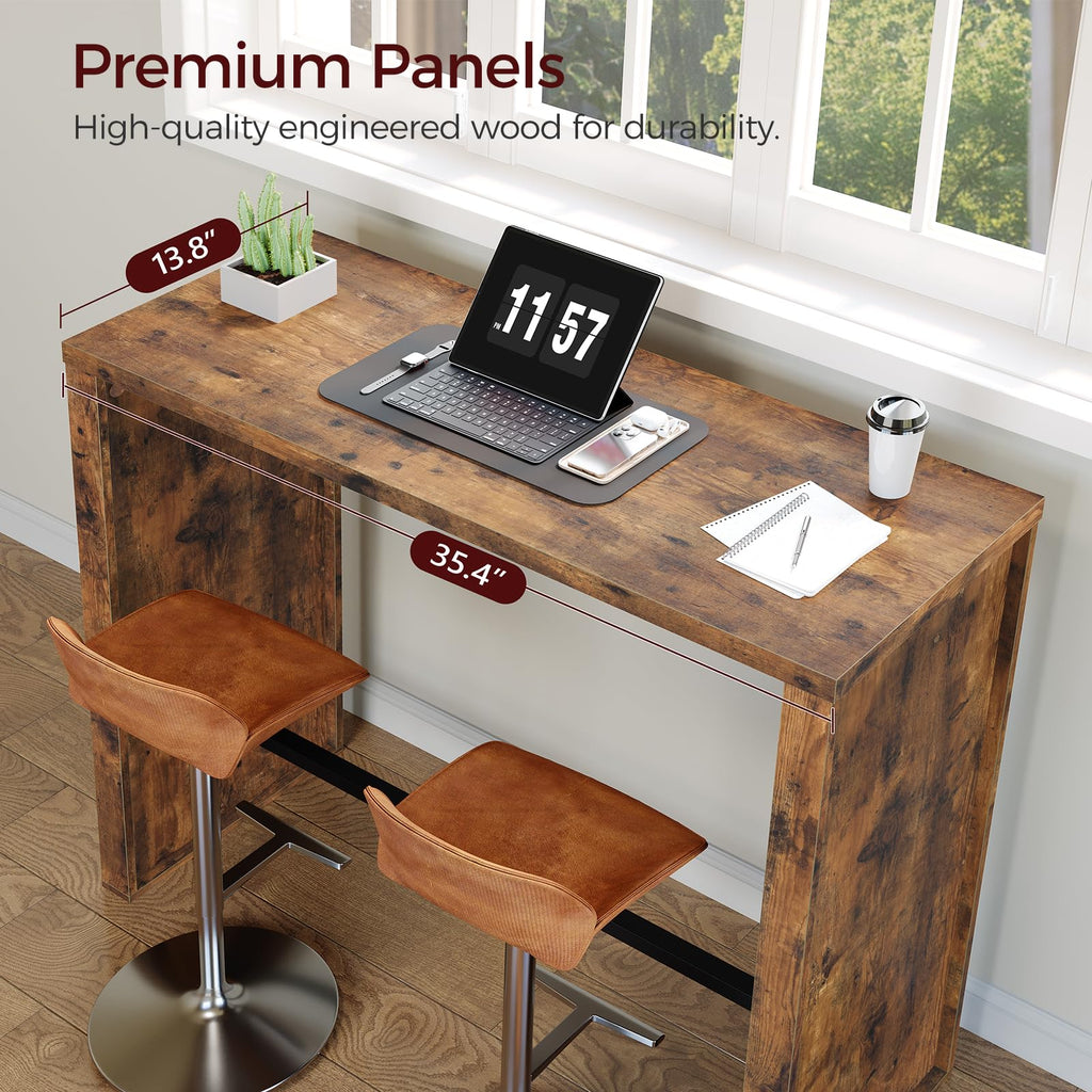 Bar Table, 35.4" Counter Height Pub Table, Industrial Rectangular Hightop Table, Kitchen Dining Bar Height Tables