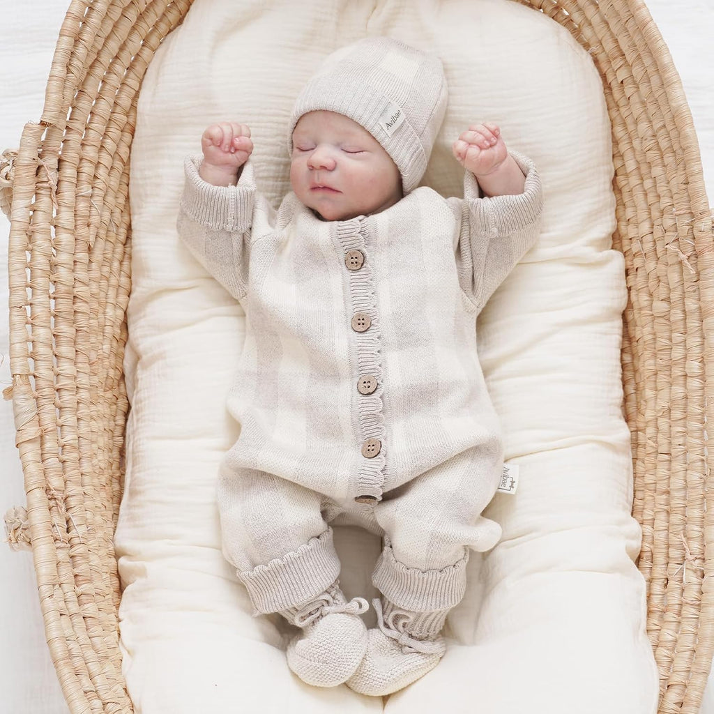 Piece Cotton Newborn Baby Set with Knit Outfit, Hat, Booties