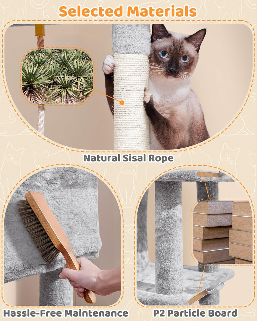 63in Sturdy Large Cat Tree for Indoor Heavy Cats, Tall Tower